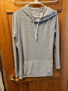 RBX Light Blue and White Striped Hoodie Sweatshirt